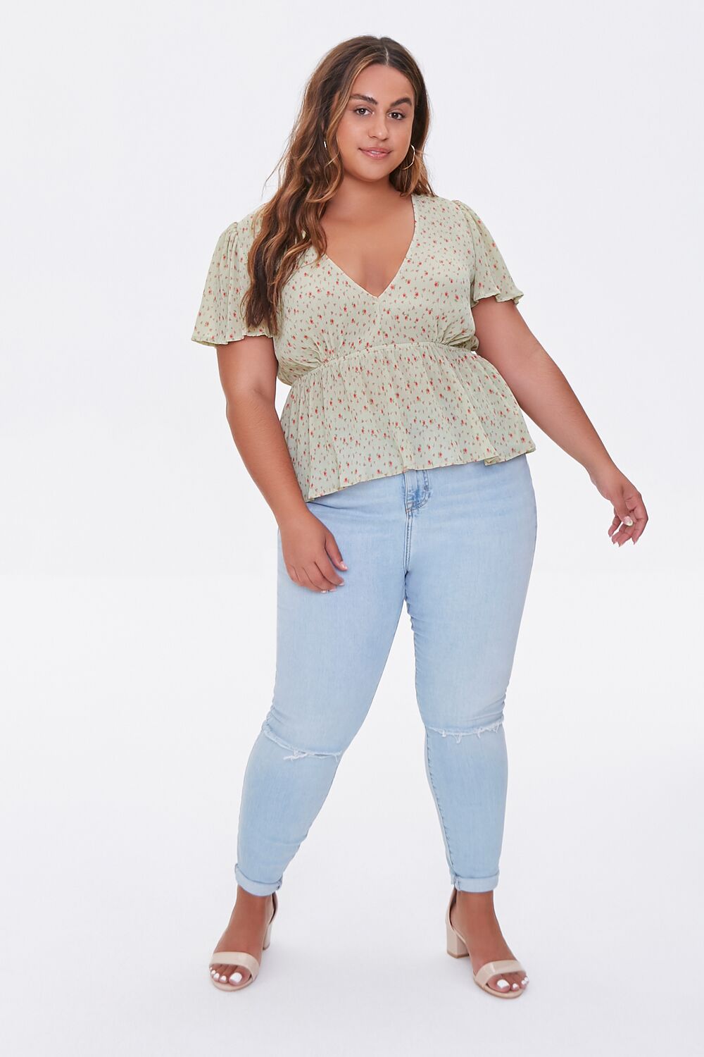 Plus Size Floral Print Top