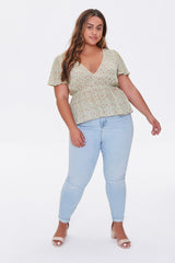 Plus Size Floral Print Top