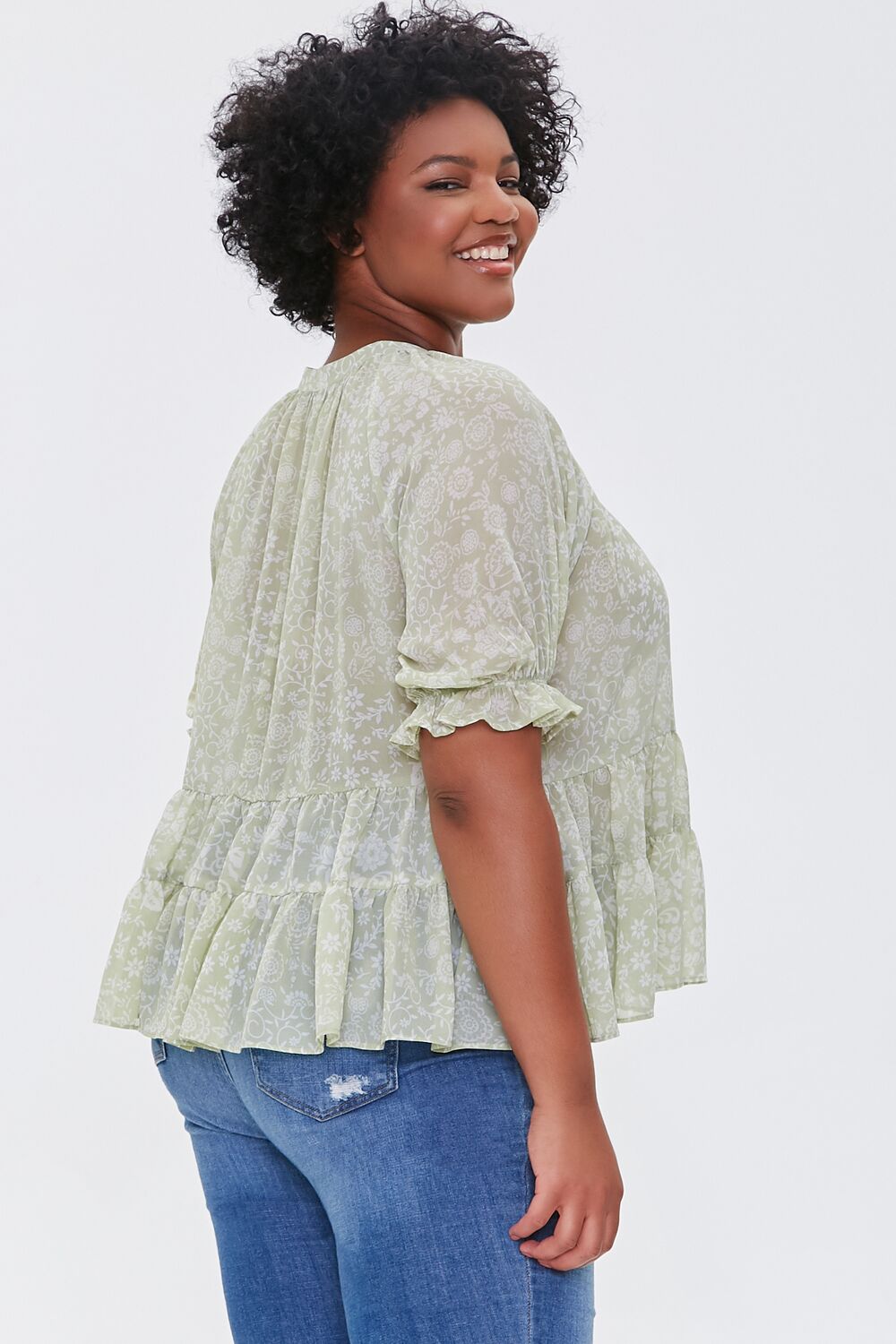 Plus Size Floral Print Top