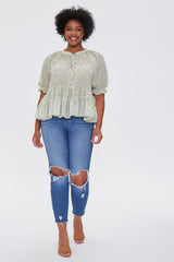 Plus Size Floral Print Top