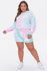 Plus Size Daisy Graphic Tie-Dye Pullover