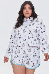 Plus Size Surfer Print Shorts