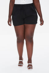 Plus Size Linen Drawstring Shorts