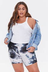 Plus Size Cloud Wash Biker Shorts