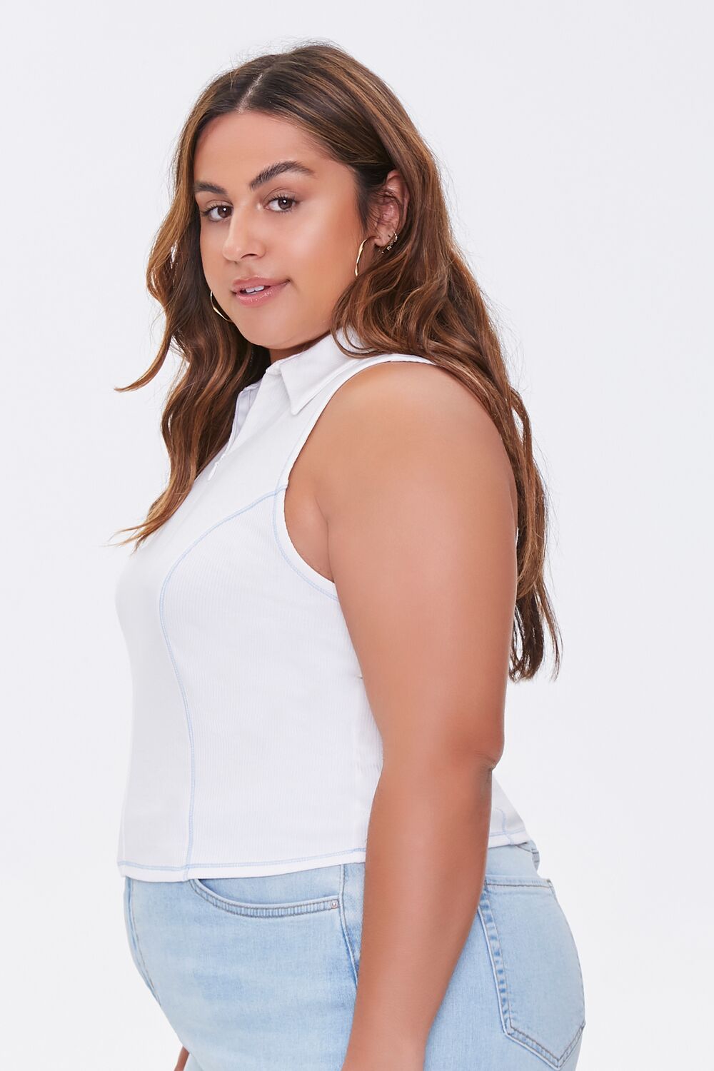 Plus Size Sleeveless Half-Zip Top
