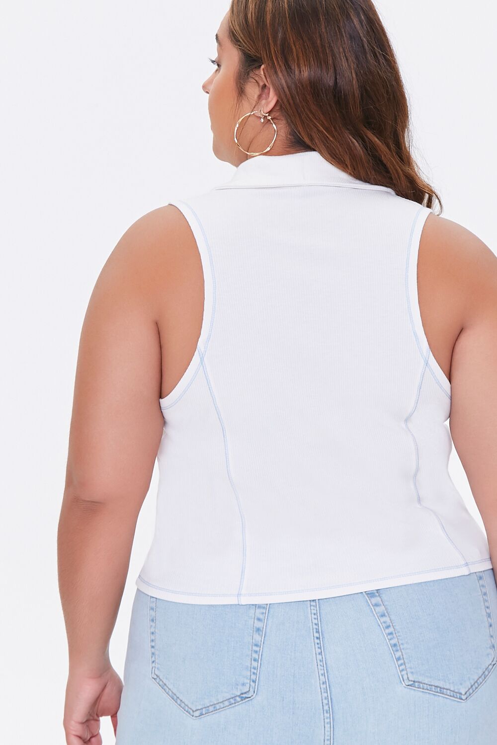 Plus Size Sleeveless Half-Zip Top