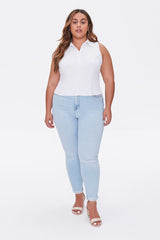 Plus Size Sleeveless Half-Zip Top