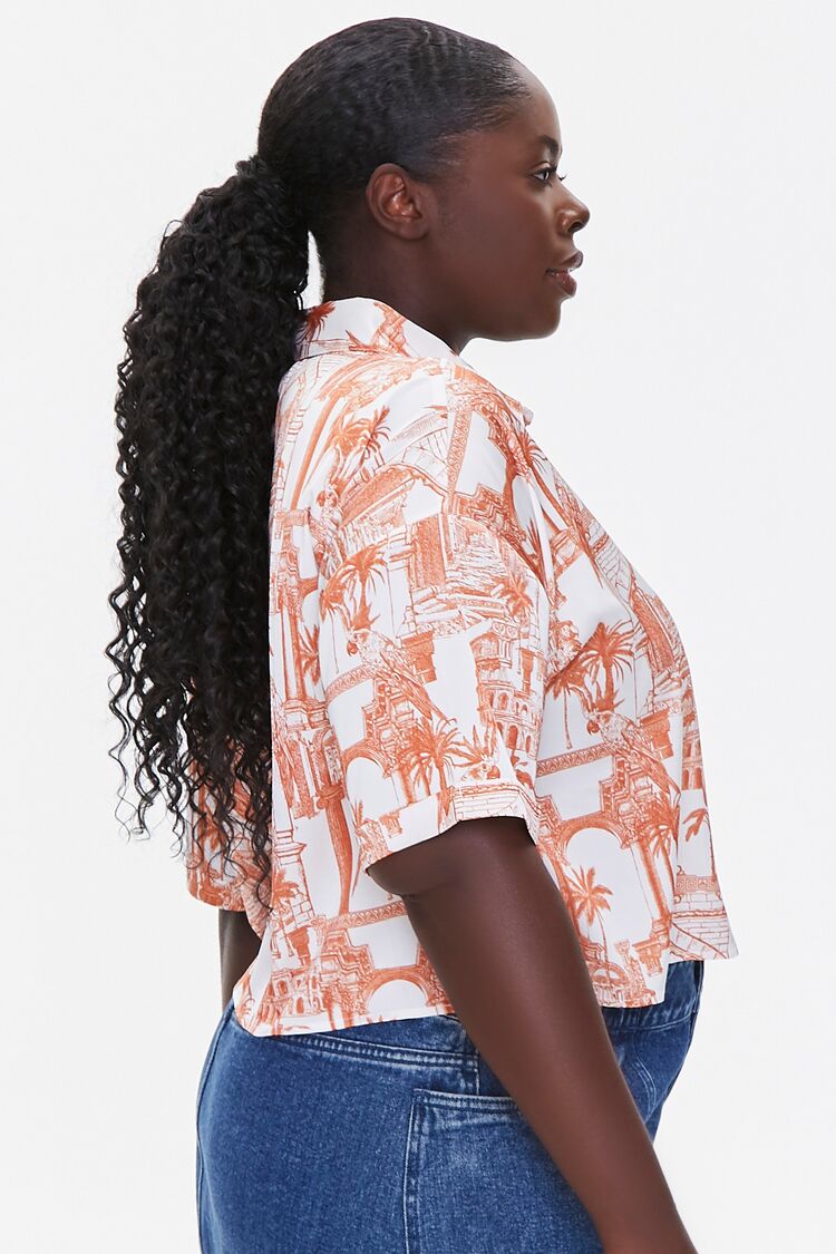 Plus Size Tropical Print Shirt