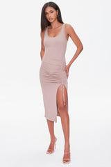 Ruched Drawstring Midi Dress