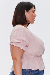 Plus Size Floral Eyelet Crop Top