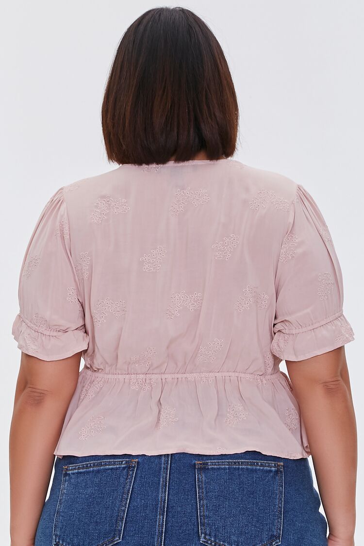 Plus Size Floral Eyelet Crop Top