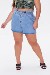 Plus Size Paperbag Denim Shorts