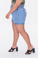 Plus Size Paperbag Denim Shorts