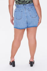 Plus Size Paperbag Denim Shorts