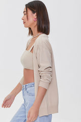Sweater-Knit Crop Top & Cardigan Set