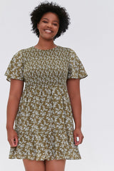Plus Size Floral Bell-Sleeve Dress