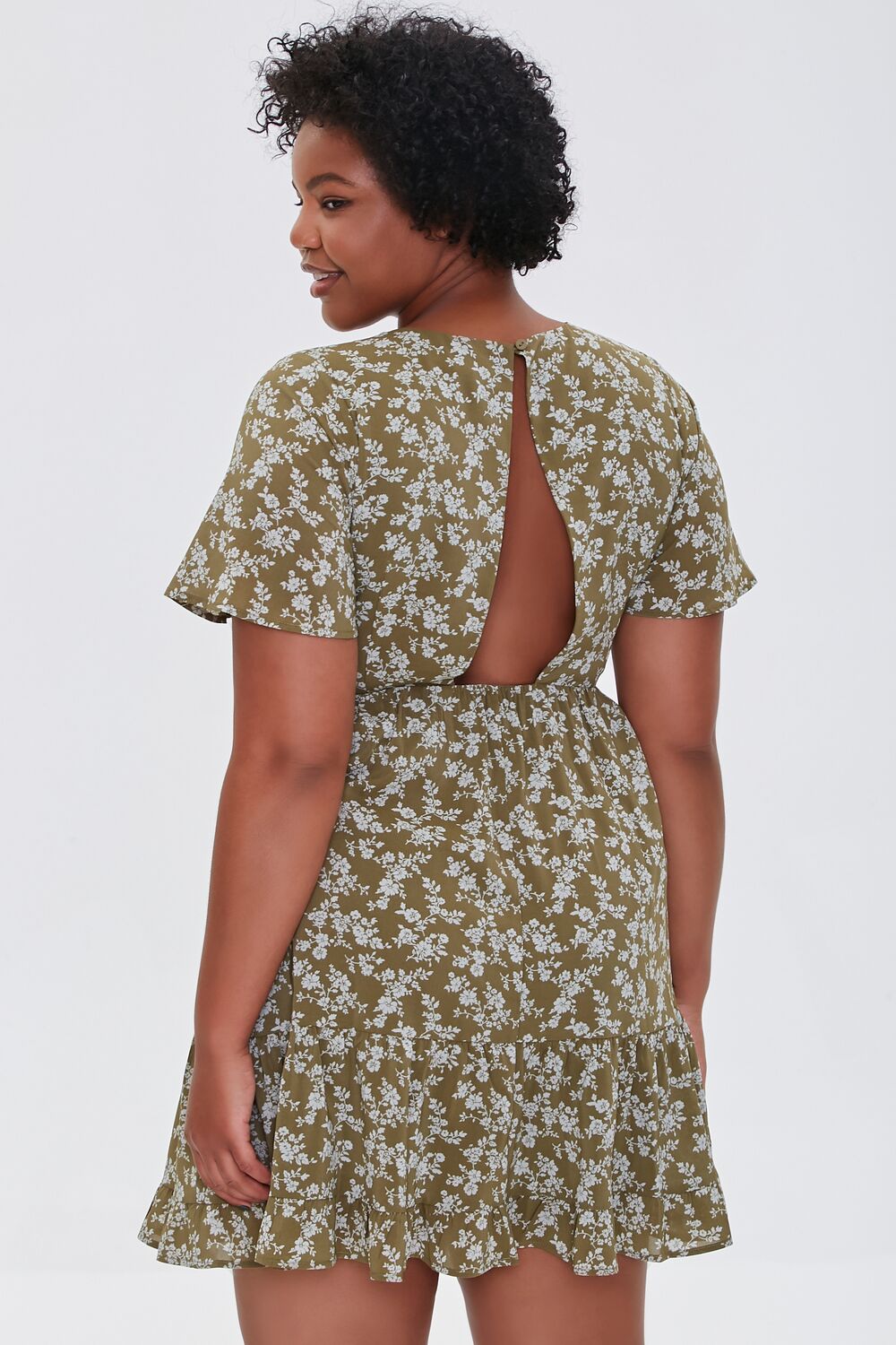 Plus Size Floral Bell-Sleeve Dress