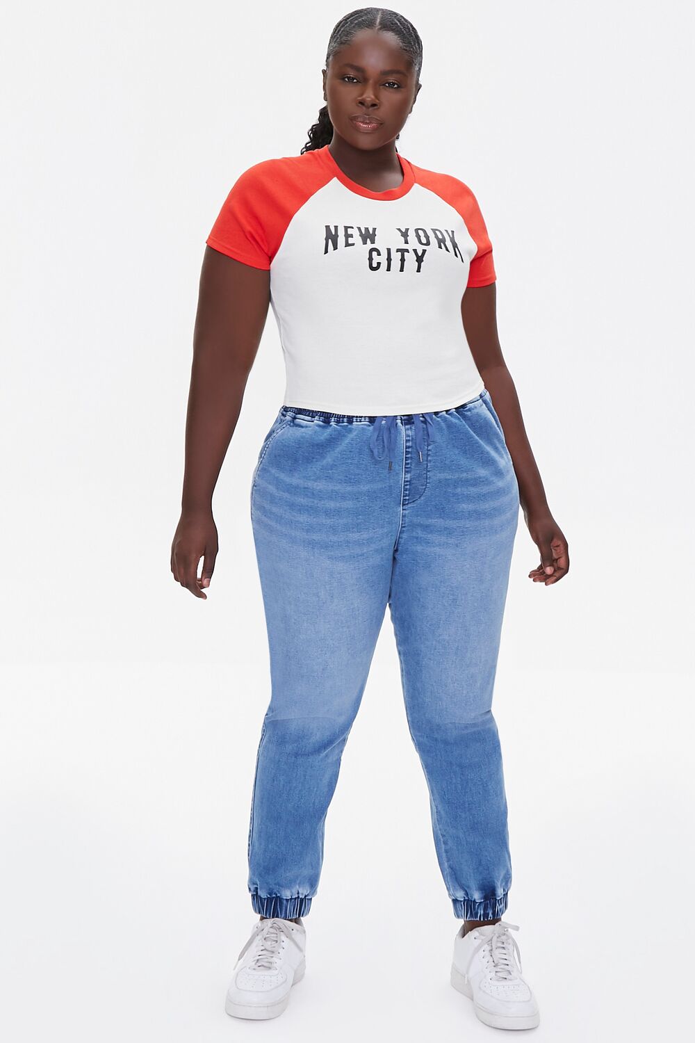 Plus Size Denim Drawstring Joggers