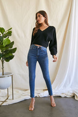 Ribbed Knit Tie-Back Sweater