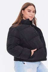 Plus Size Zip-Up Puffer Jacket