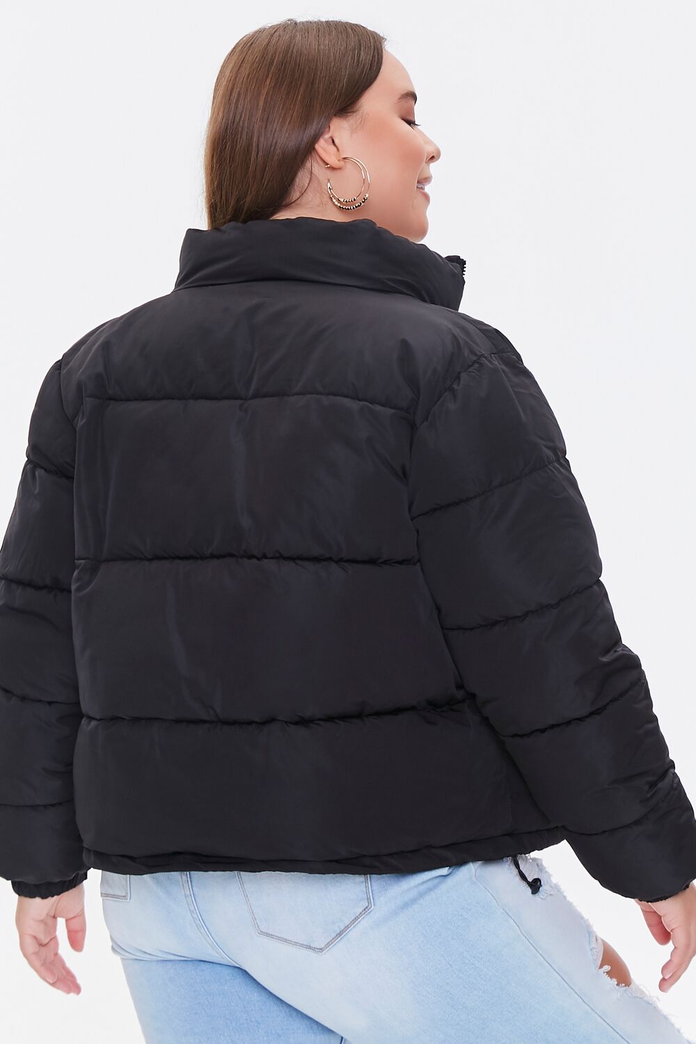 Plus Size Zip-Up Puffer Jacket
