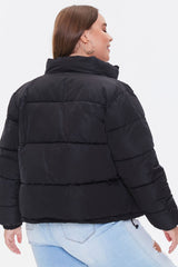 Plus Size Zip-Up Puffer Jacket