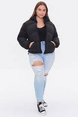 Plus Size Zip-Up Puffer Jacket