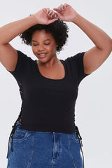 Plus Size Ribbed Drawstring Tee