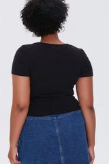Plus Size Ribbed Drawstring Tee