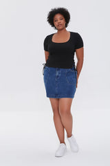 Plus Size Ribbed Drawstring Tee