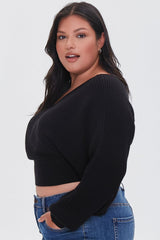 Plus Size Ribbed Surplice Sweater