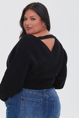 Plus Size Ribbed Surplice Sweater