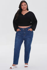 Plus Size Ribbed Surplice Sweater