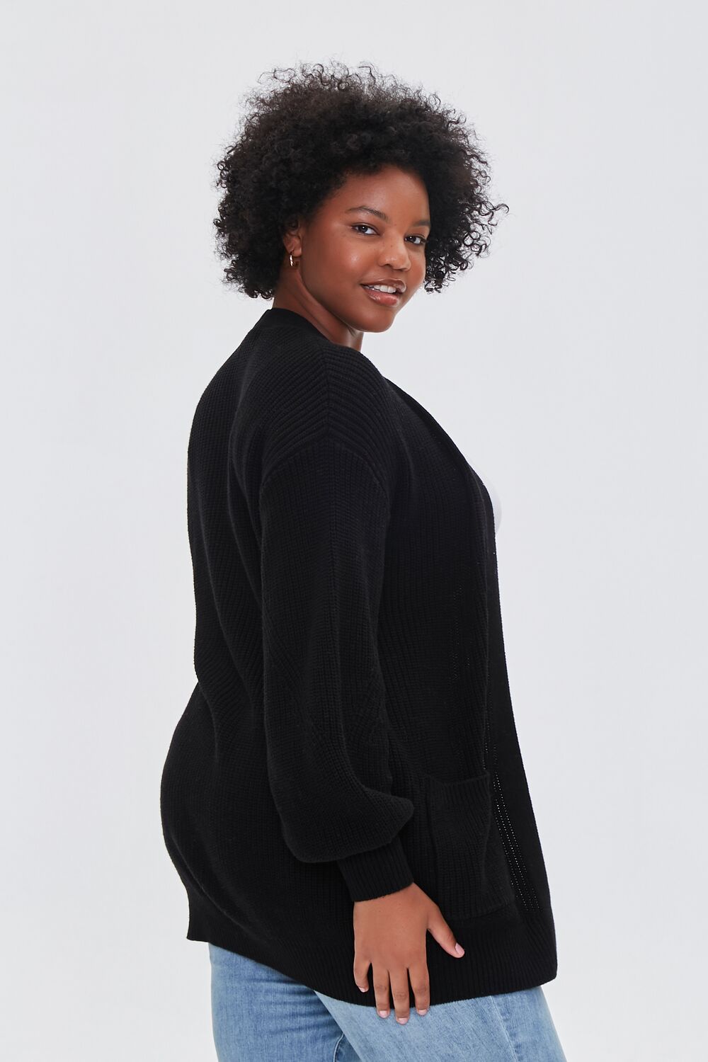 Plus Size Patch-Pocket Cardigan Sweater