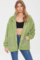 Hooded Slit Zip-Up Jacket