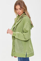 Hooded Slit Zip-Up Jacket