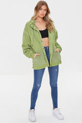 Hooded Slit Zip-Up Jacket