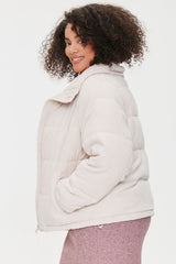 Plus Size Corduroy Puffer Jacket