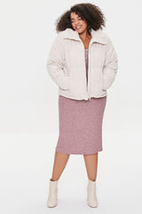 Plus Size Corduroy Puffer Jacket