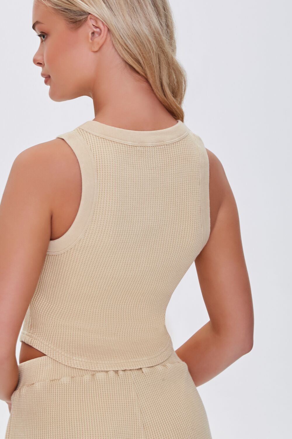 Waffle Knit Cropped Tank Top