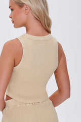 Waffle Knit Cropped Tank Top