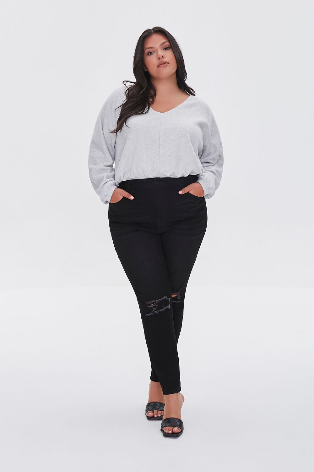 Plus Size Raglan Sleeve Crop Top