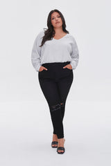 Plus Size Raglan Sleeve Crop Top