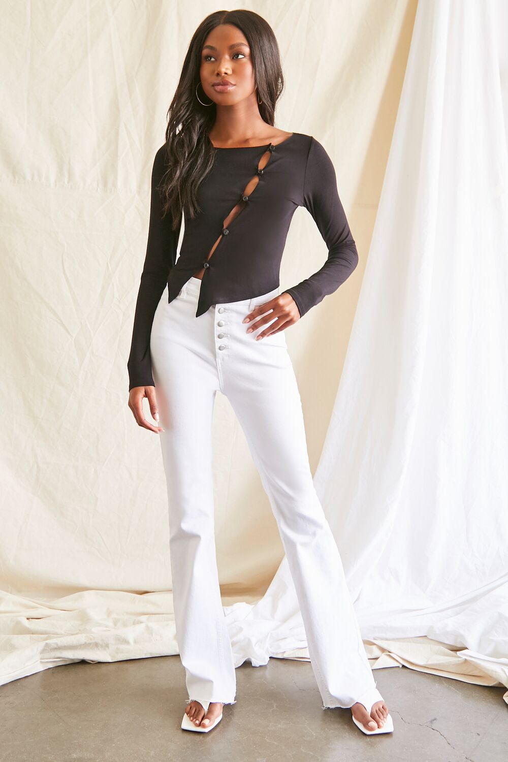 Asymmetrical Buttoned Top