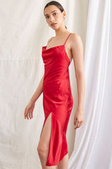 Satin Cowl Slip Dress