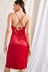 Satin Cowl Slip Dress