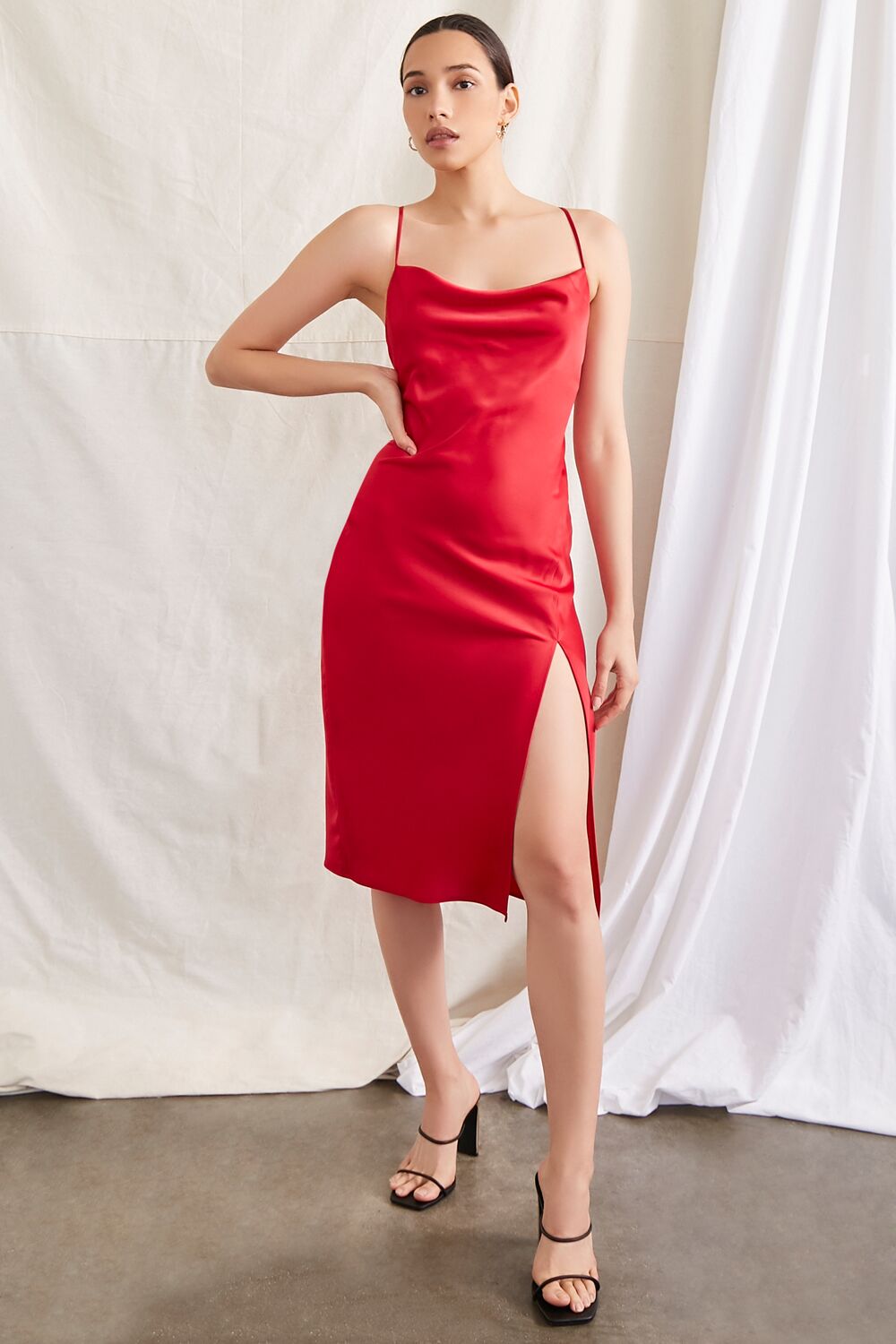 Satin Cowl Slip Dress