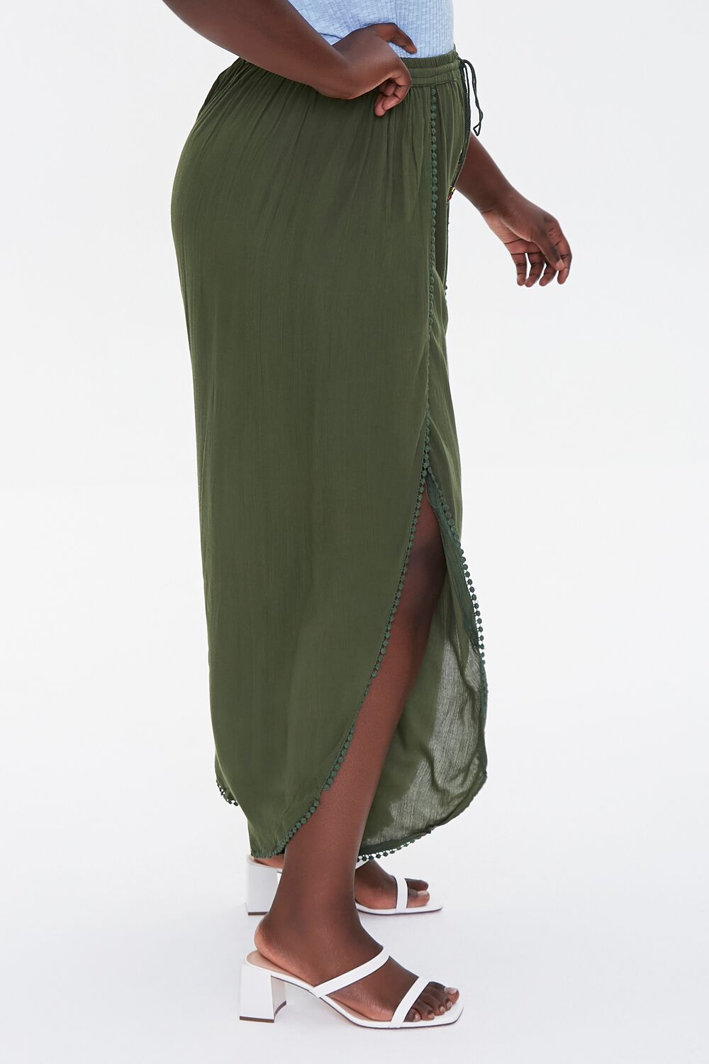 Plus Size Crochet-Trim Tassel Pants