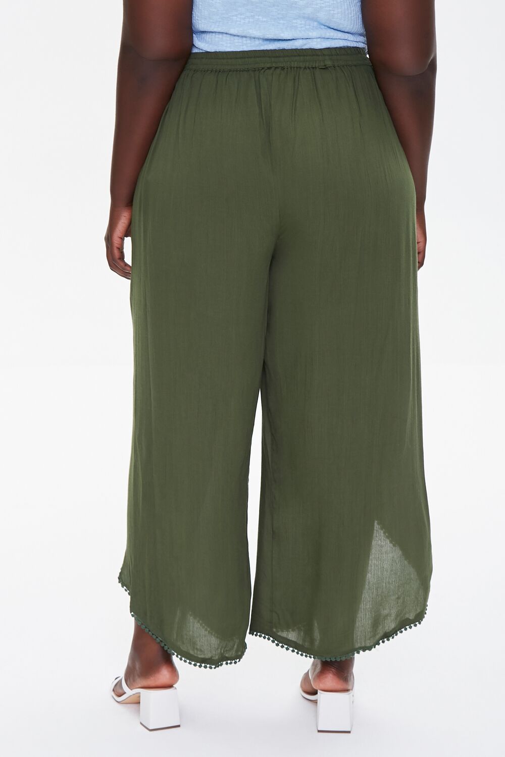 Plus Size Crochet-Trim Tassel Pants