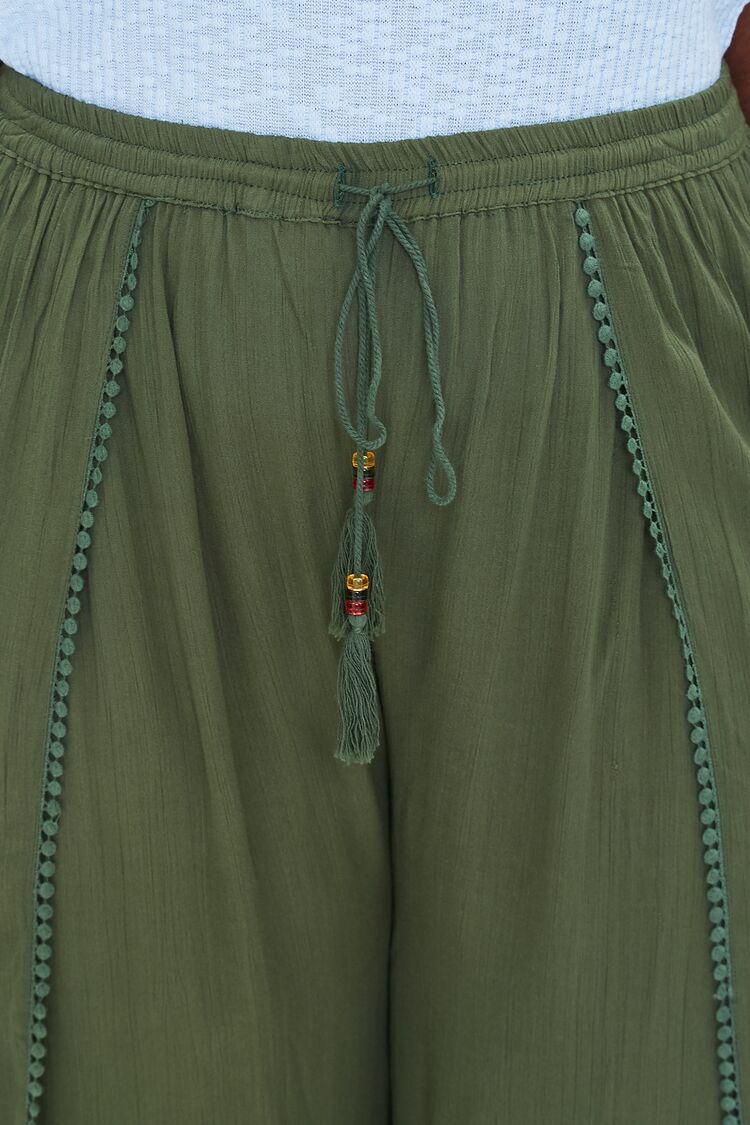 Plus Size Crochet-Trim Tassel Pants